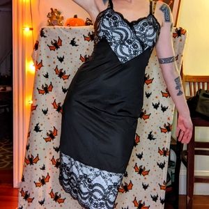 Black and Gray Slip Dress